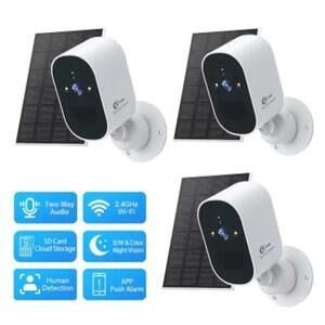 3 pack Security Cameras with solar panel.(included) waterproof,Night Vision.